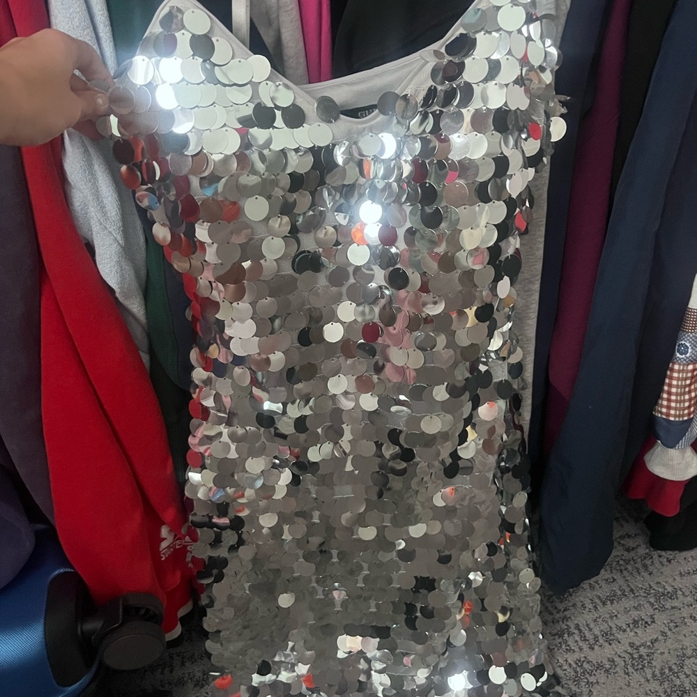 Guess Silver Sequin Dress